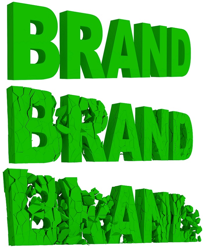 image of the word brand crumbling from unruly sales team