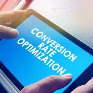 Man is holding Conversion rate optimisation report