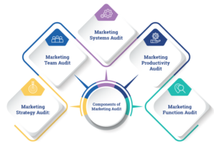 image of different components of marketing audit