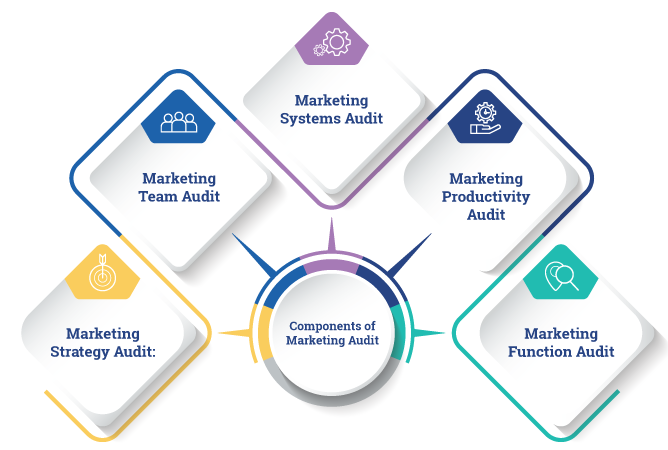 image of different components of marketing audit