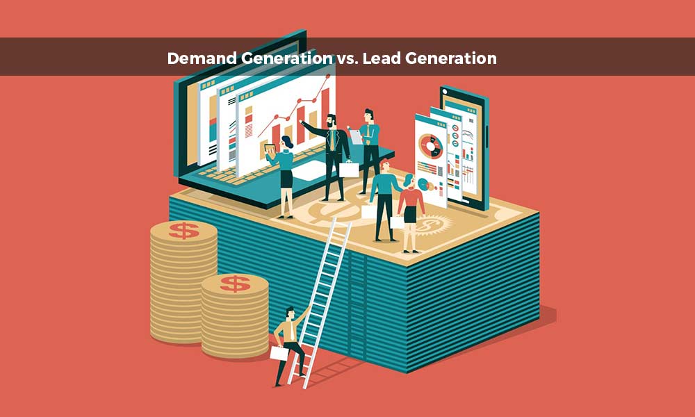 banner image showing lead generation vs demand generation